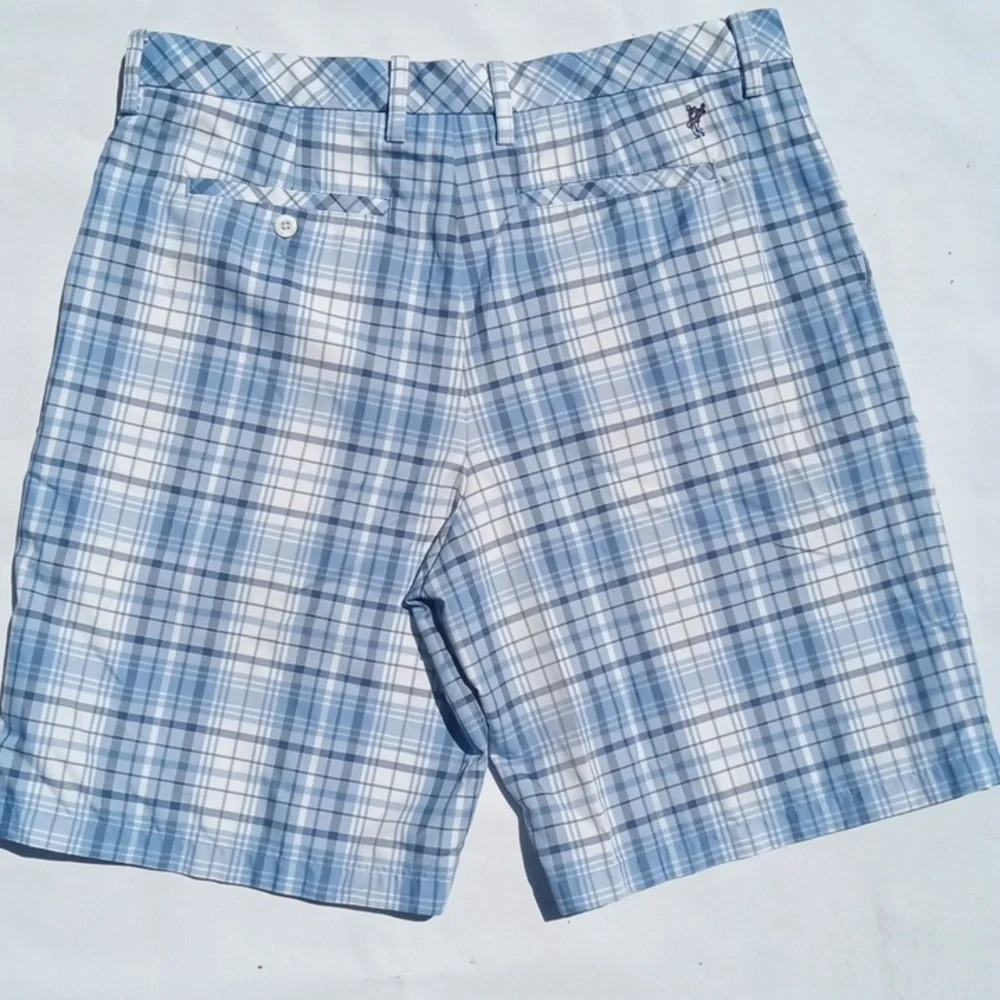 NWOT- Ashworth blue and white plaid dress shorts. Size 36.  C227​​​​​​ - Picture 7 of 10